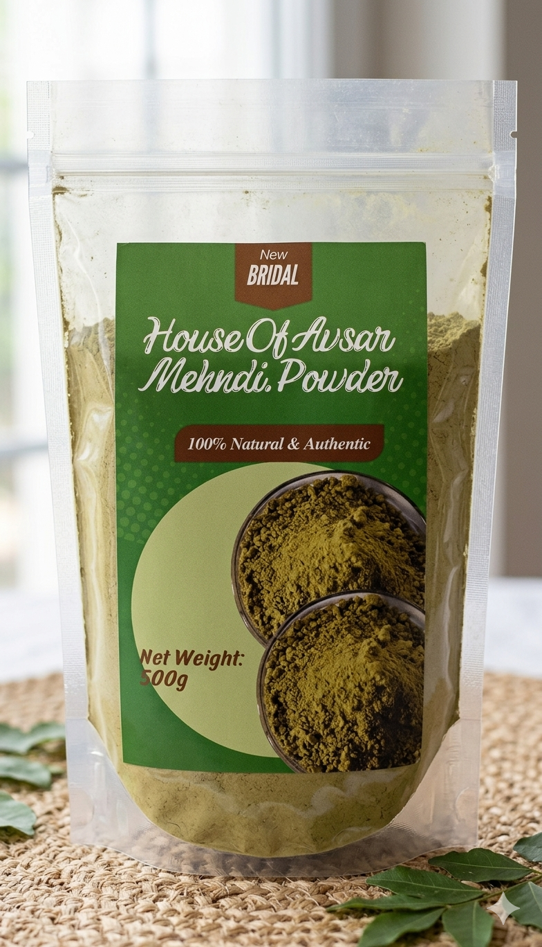 Bridal blend 100% natural henna powder (Lawsomia Inermis) for skin and hair - 500 grams.