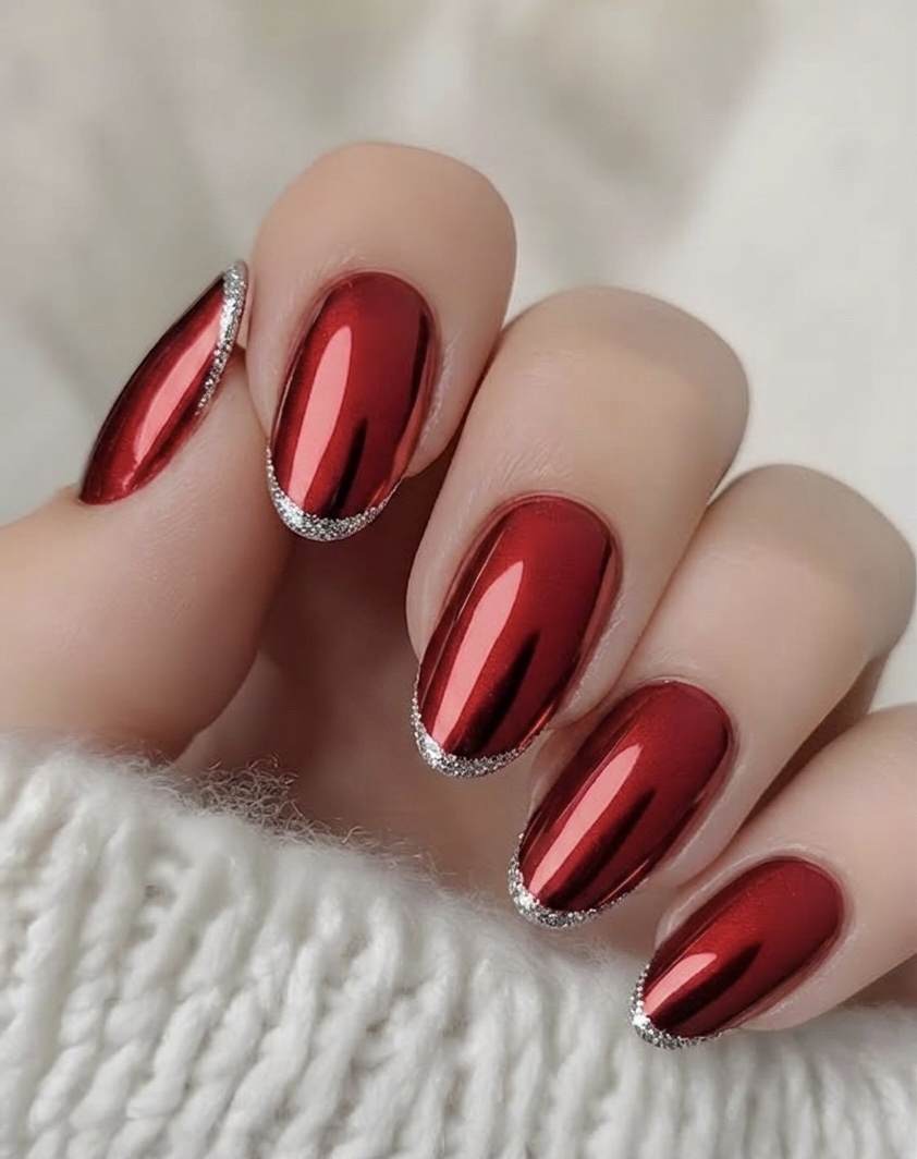 AVSAR Ruby Chrome – Red Mirror Press-On Nails