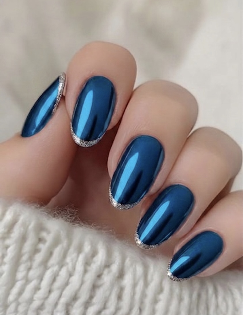 AVSAR Peacock Chrome – Blue Mirror Press-On Nails