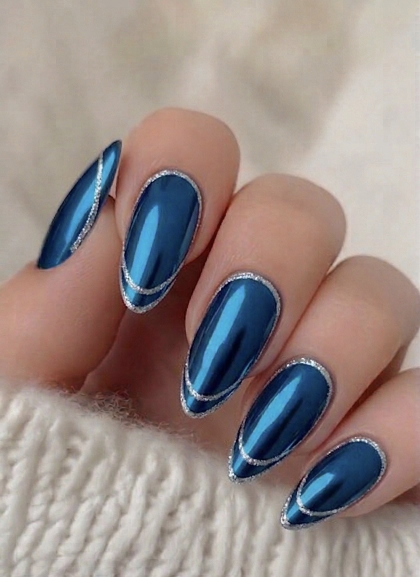 AVSAR Celestial Chrome – Blue Mirror Press-On Nails