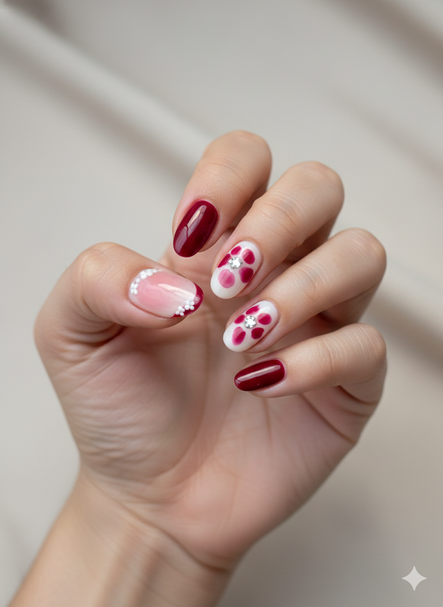 AVSAR Cherry Blossom – Floral Press-On Nails