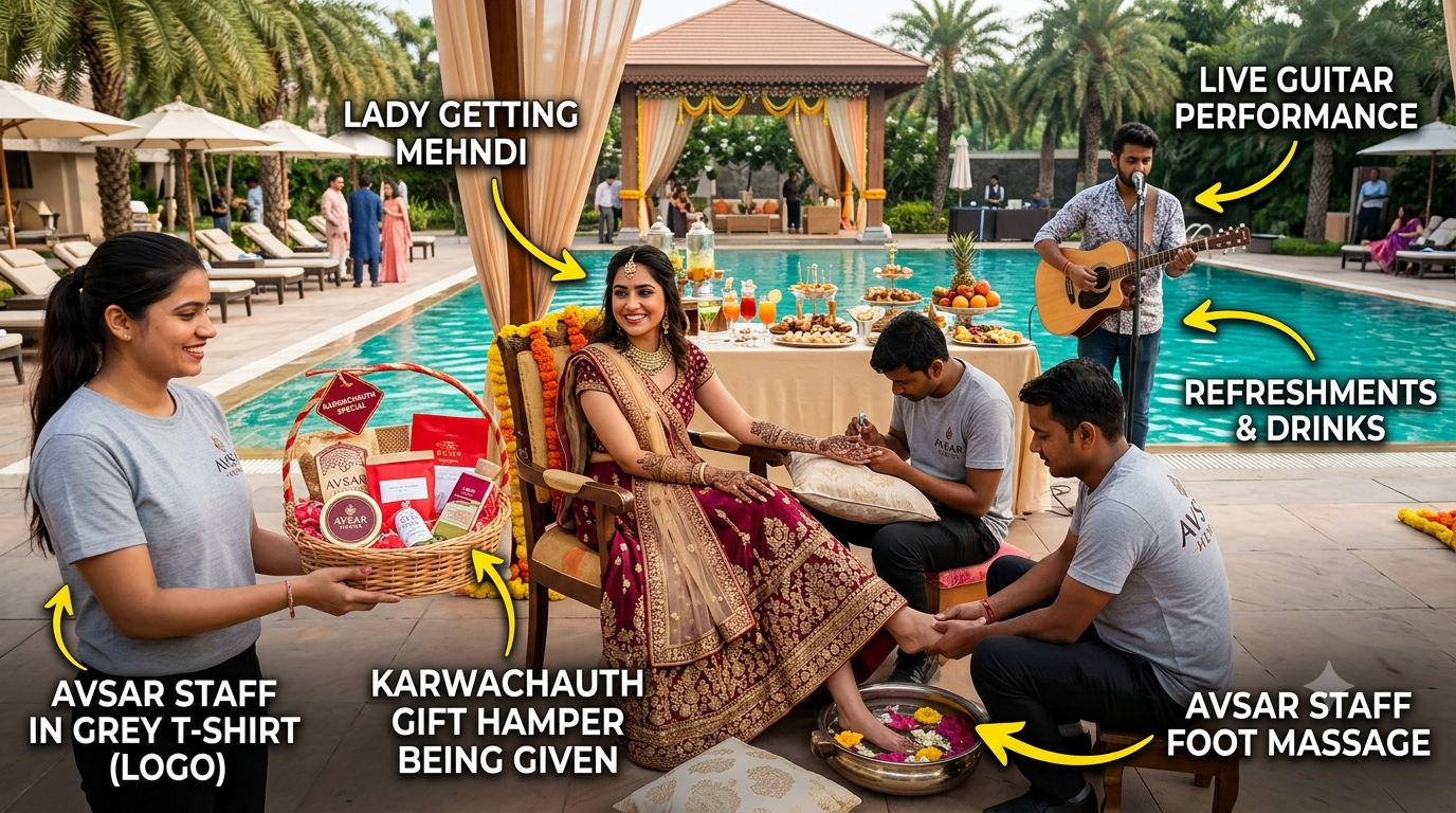 Poolside Karwachauth mehndi 2026